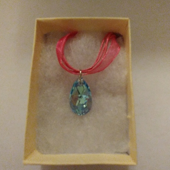 Aruba Blue Crystal Teardrop Necklace - Picture 4 of 8